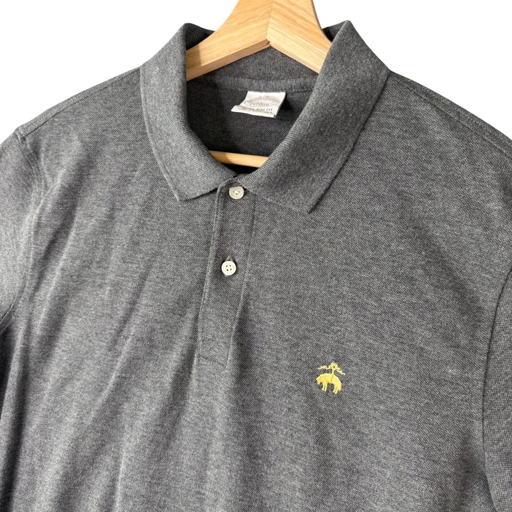 Brooks Brothers Extra Slim Fit Performance Polo Shirt Gray Supima Cotton Large